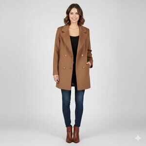 Vintage 90s Women's Braemar Jeremy Scott Pea Wool Coat Double Breasted Buttons